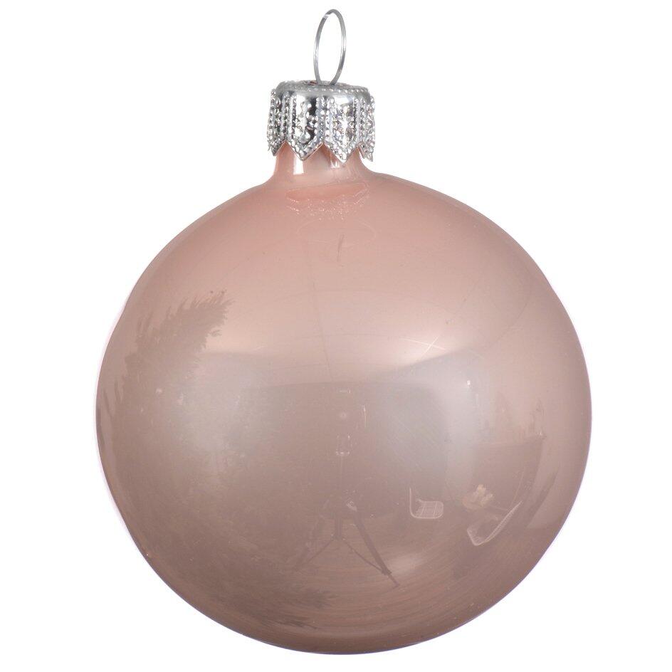 Lote de 4 bolas de Navidad en vidrio (D100 mm) Arctique brillantes Rosa palo  1