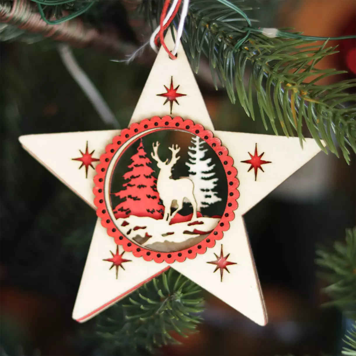 Etoile de Noël à suspendre Etoile ajourée Naturel 1
