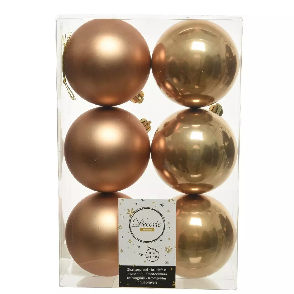 Lote de 6 bolas de Navidad (D80 mm) Alpine Camel 1