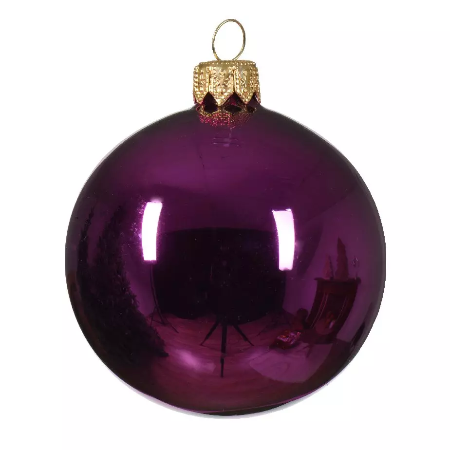 Lote de 6 bolas de Navidad en vidrio (D80 mm) Arctique brillantes Violeta  1
