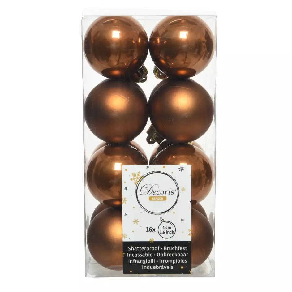 Lote de 16 bolas de Navidad (D40 mm) Alpine Canela 1