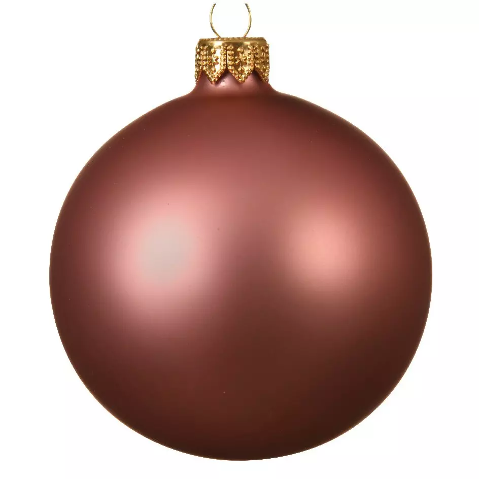 Lot de 6 boules de Noël en verre (D80 mm) Arctique mates Vieux rose  1