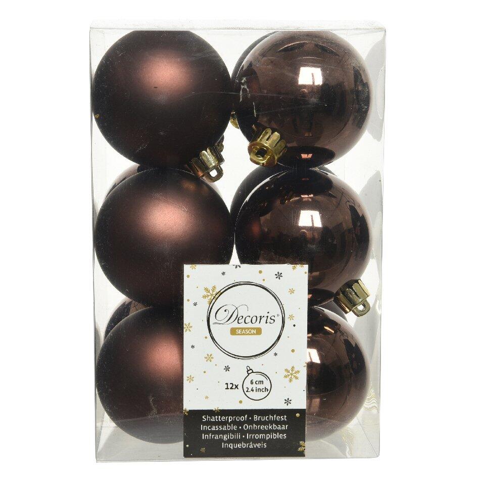 Set van 12 kerstballen (D60 mm) Alpine Donker bruin 1