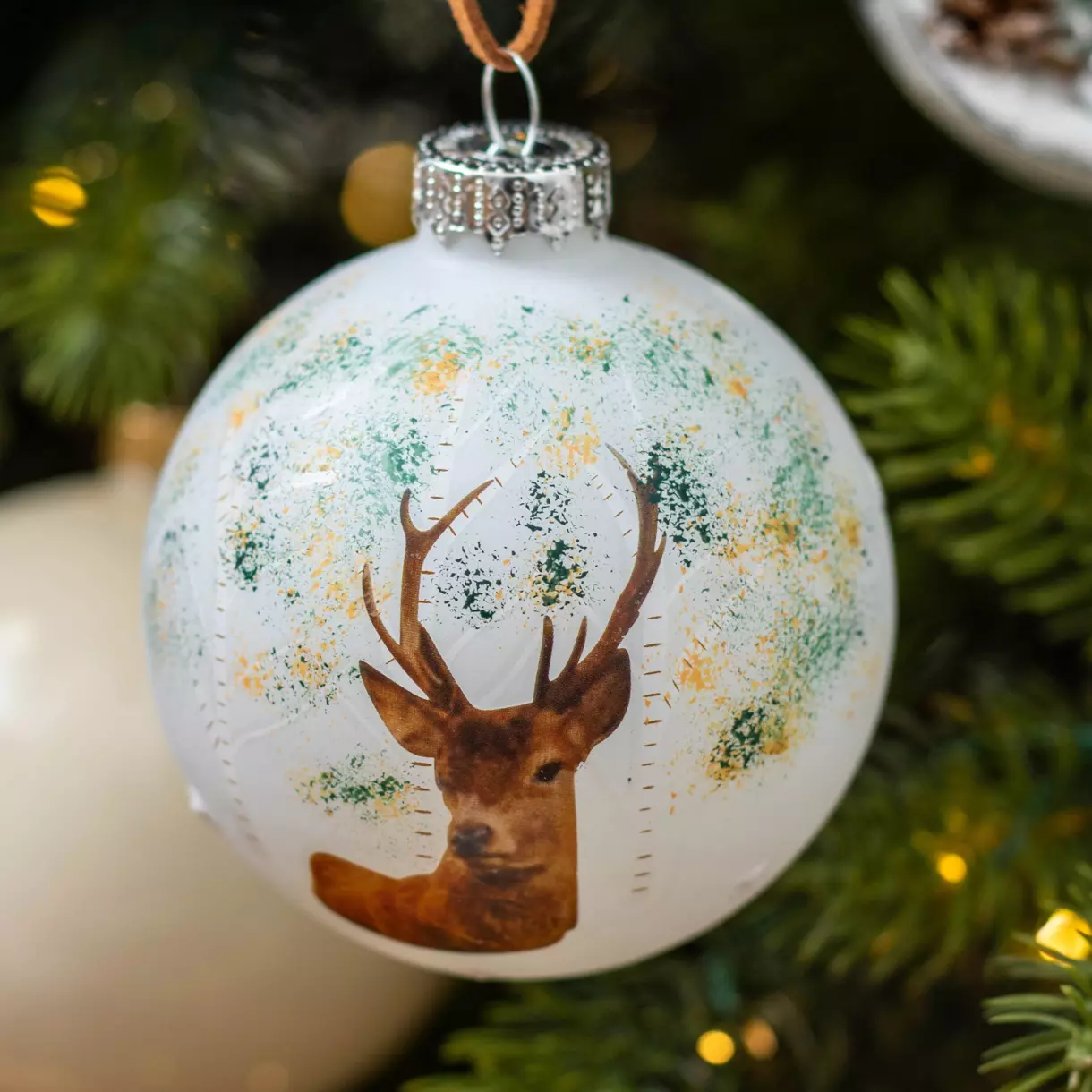 Lote de 3 bolas de Navidad (D80 mm) en vidrio Comète  Blanco 1