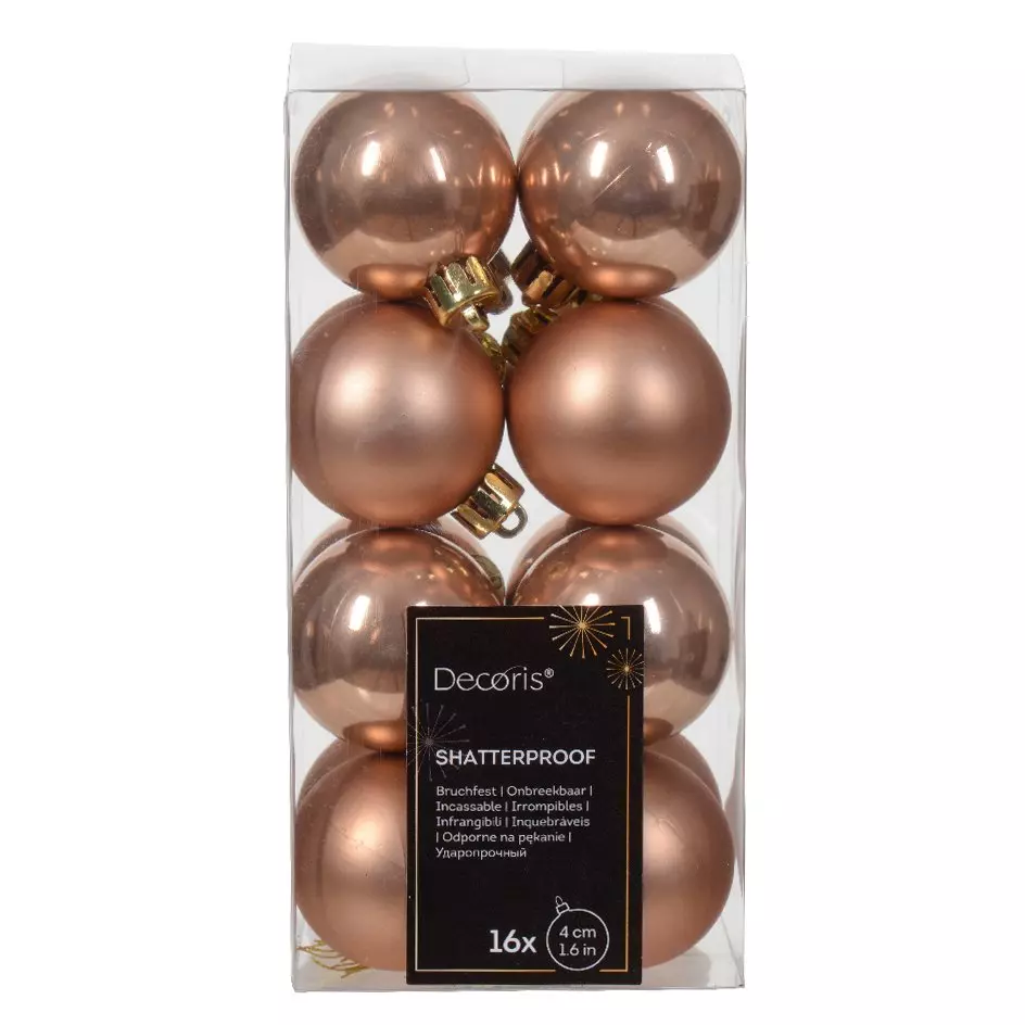 Lote de 16 bolas de Navidad (D40 mm) Alpine Rosa destelleante 1