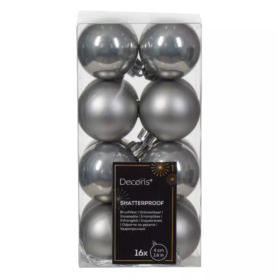 Lote de 16 bolas de Navidad (D40 mm) Alpine Gris mármol 1