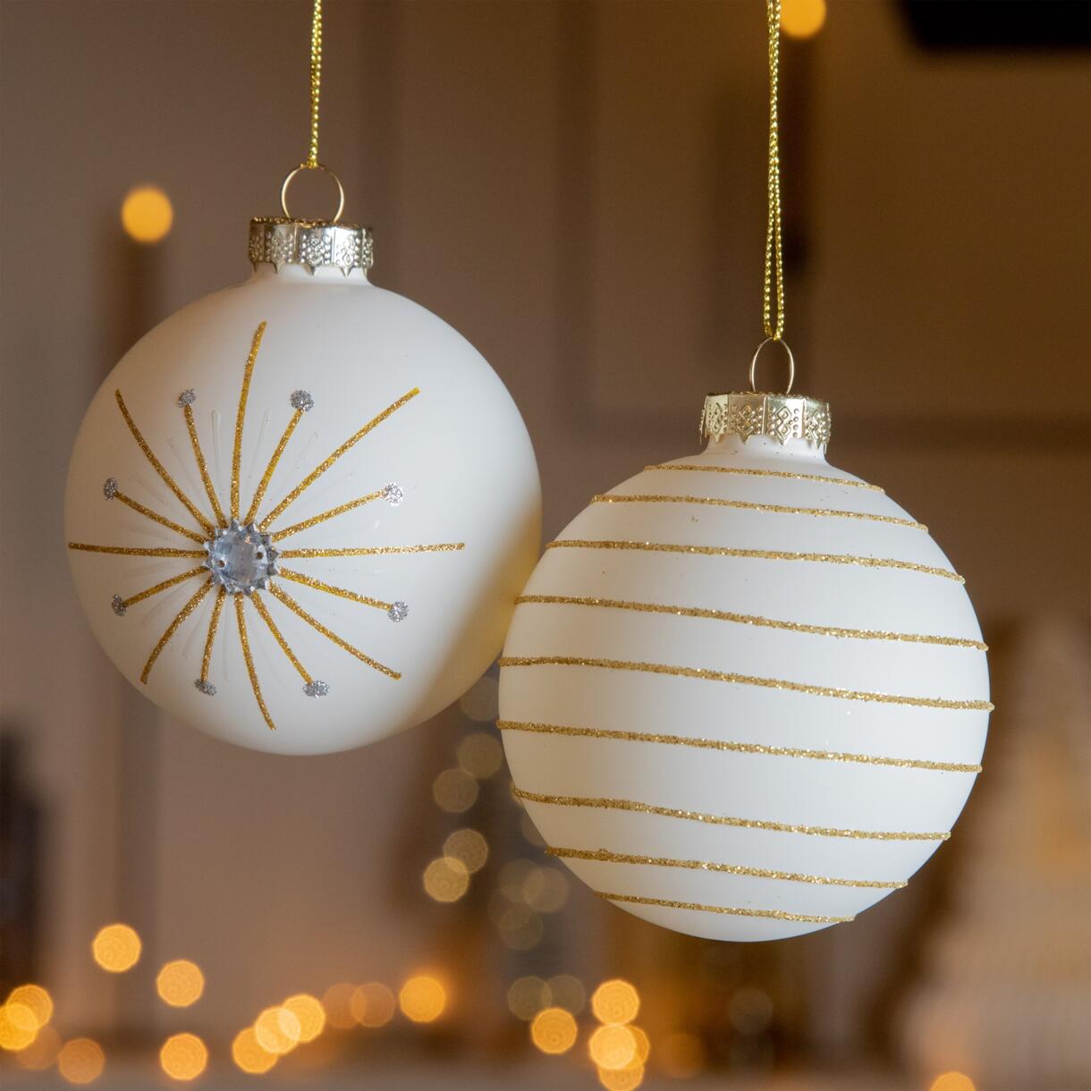Confezione di 3 palline di Natale (D80 mm) in vetro Zoy Bianco panna 1