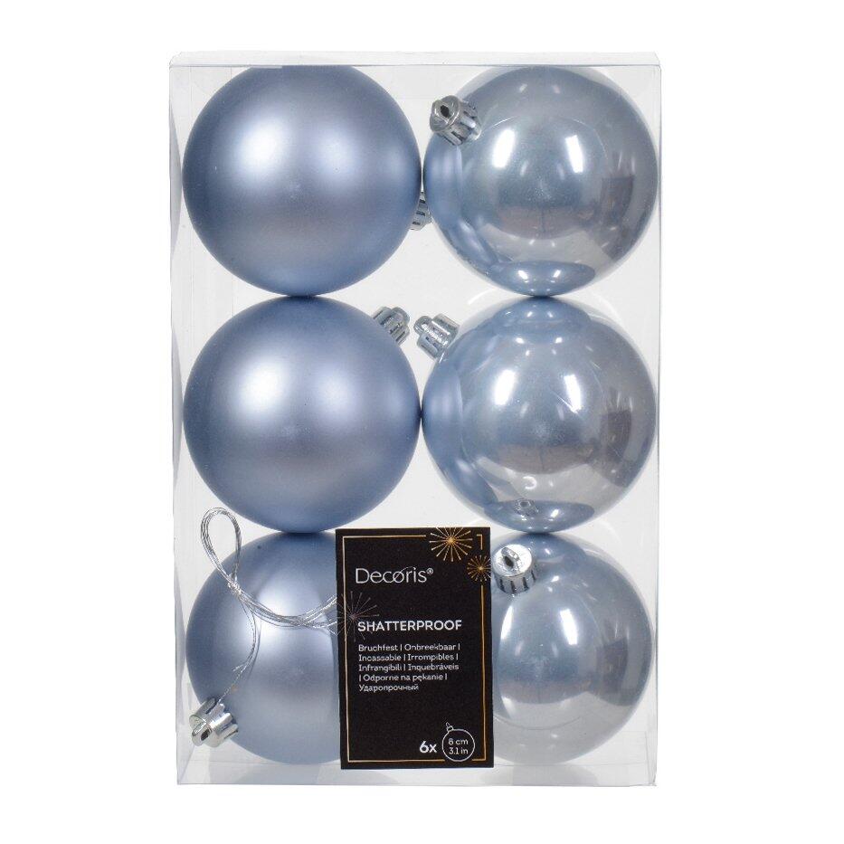 Confezione di 6 palline di Natale (D80 mm) Alpine Blu vaporoso 1