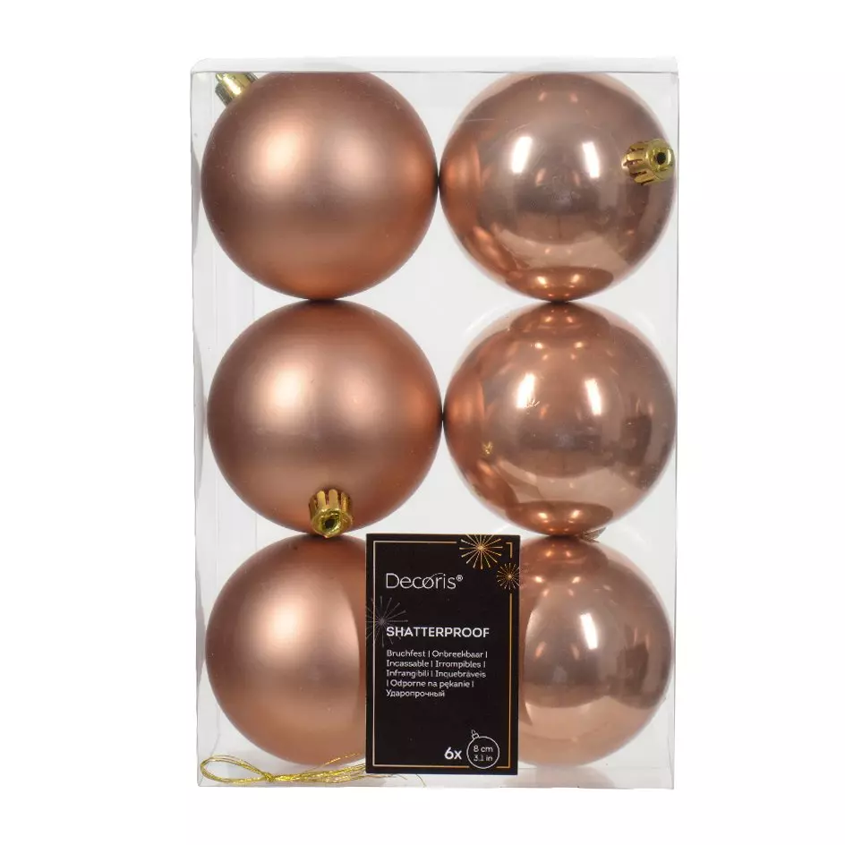 Lote de 6 bolas de Navidad (D80 mm) Alpine Rosa destelleante 1