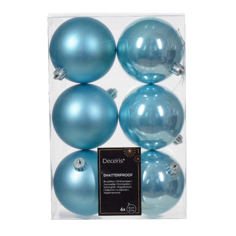 Confezione di 6 palline di Natale (D80 mm) Alpine Blu scintillante 1