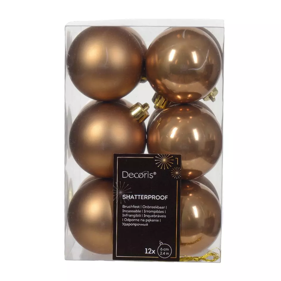 Lote de 12 bolas de Navidad (D60 mm) Alpine Café jengibre 1
