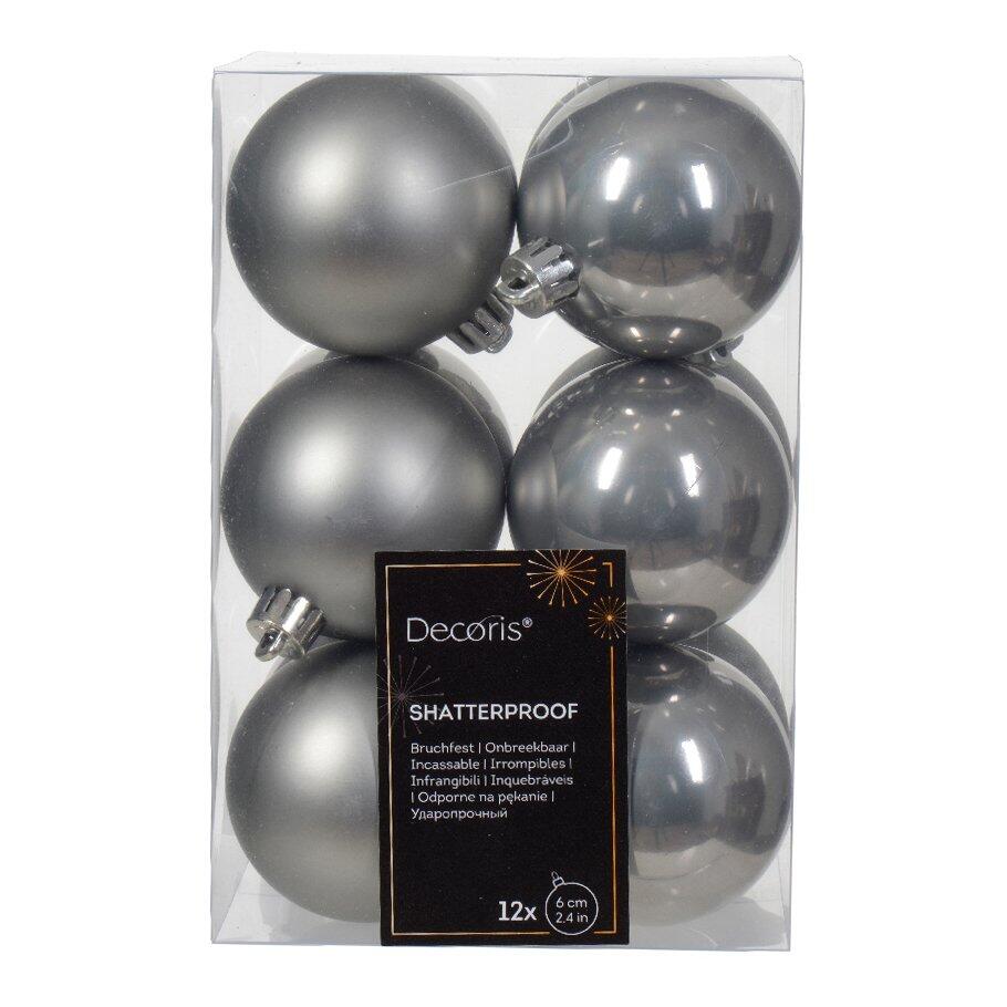 Confezione di 12 palline di Natale (D60 mm) Alpine Grigo marmo 1