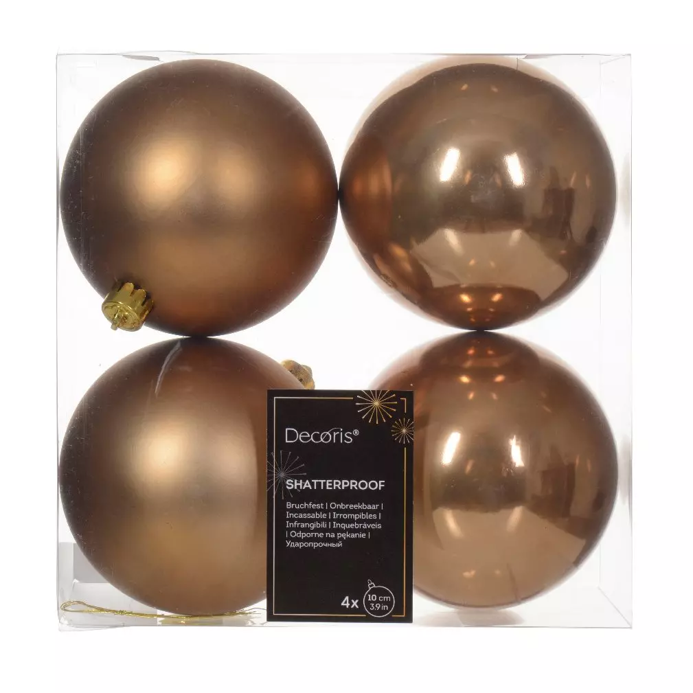 Lot de 4 boules de Noël (D100 mm) Alpine Brun gingembre 1