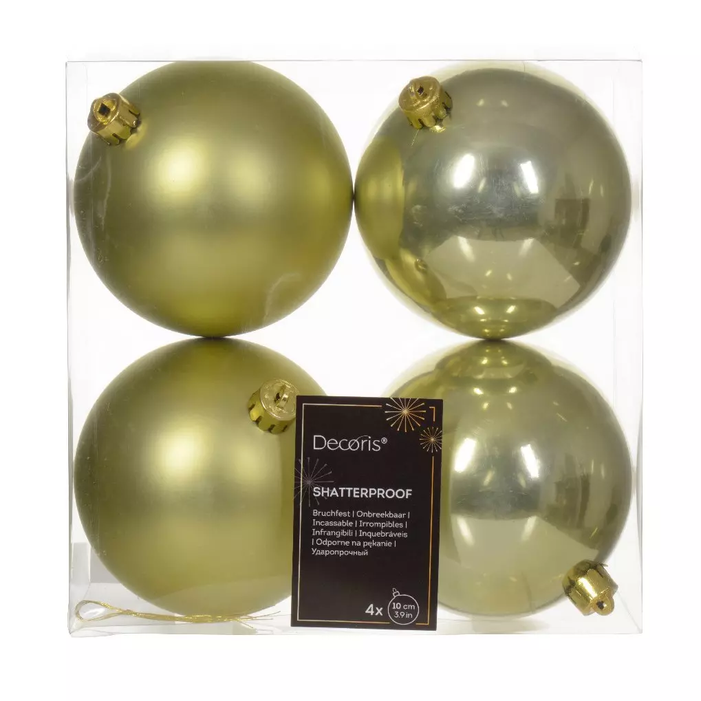 Lote de 4 bolas de Navidad (D100 mm) Alpine Pistacho 1