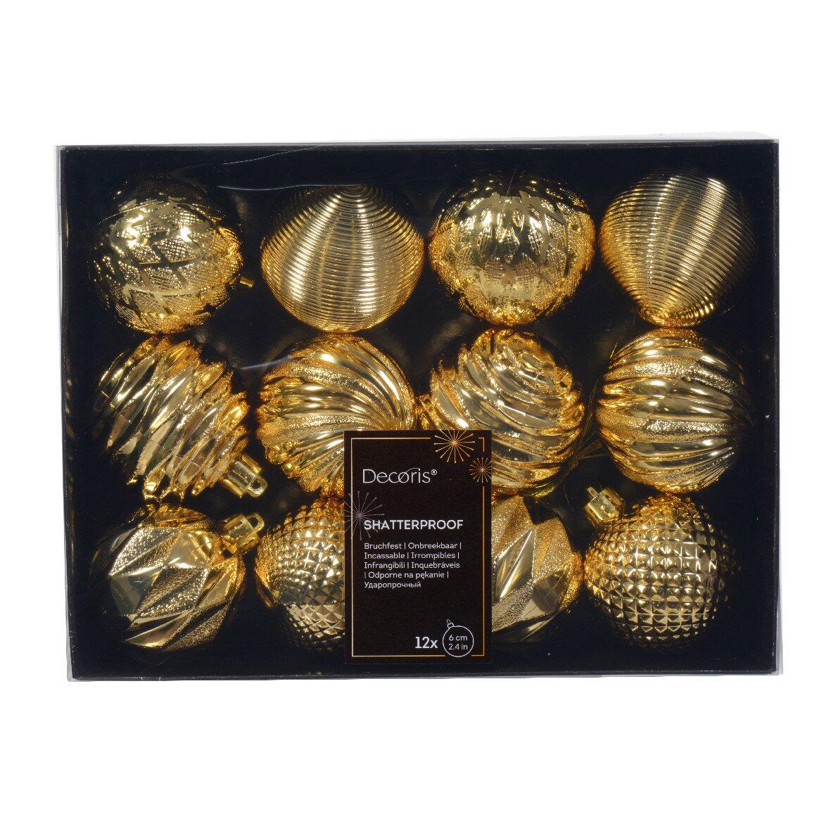Set van 12 kerstballen (D60 mm) Jem Goud 1