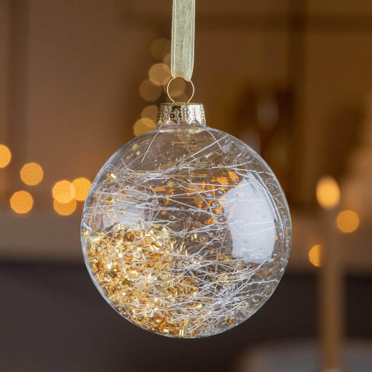 Lote de 3 bolas de Navidad (D80 mm) en vidrio Filament  Oro 1