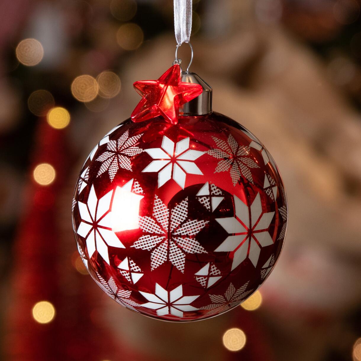 Confezione di 2 palline di Natale (D80 mm) in vetro Nuit de Noël Rosso 1