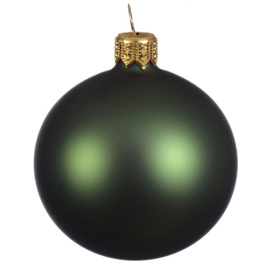 Lote de 6 bolas de Navidad en vidrio (D80 mm) Arctique mates Verde  1