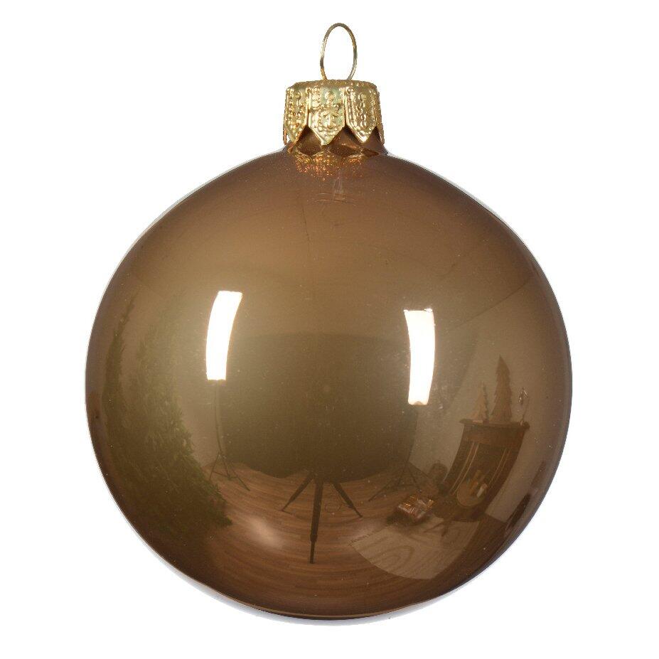 Lote de 6 bolas de Navidad en vidrio (D80 mm) Arctique brillantes Café jengibre  1