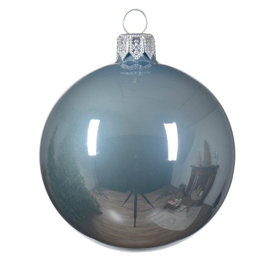 Lotto di 6 palline di Natale di vetro (D80 mm) Arctique lucide Blu vaporoso 1