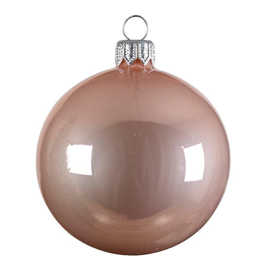 Lotto di 6 palline di Natale di vetro (D80 mm) Arctique lucide Rosa scintillate 1