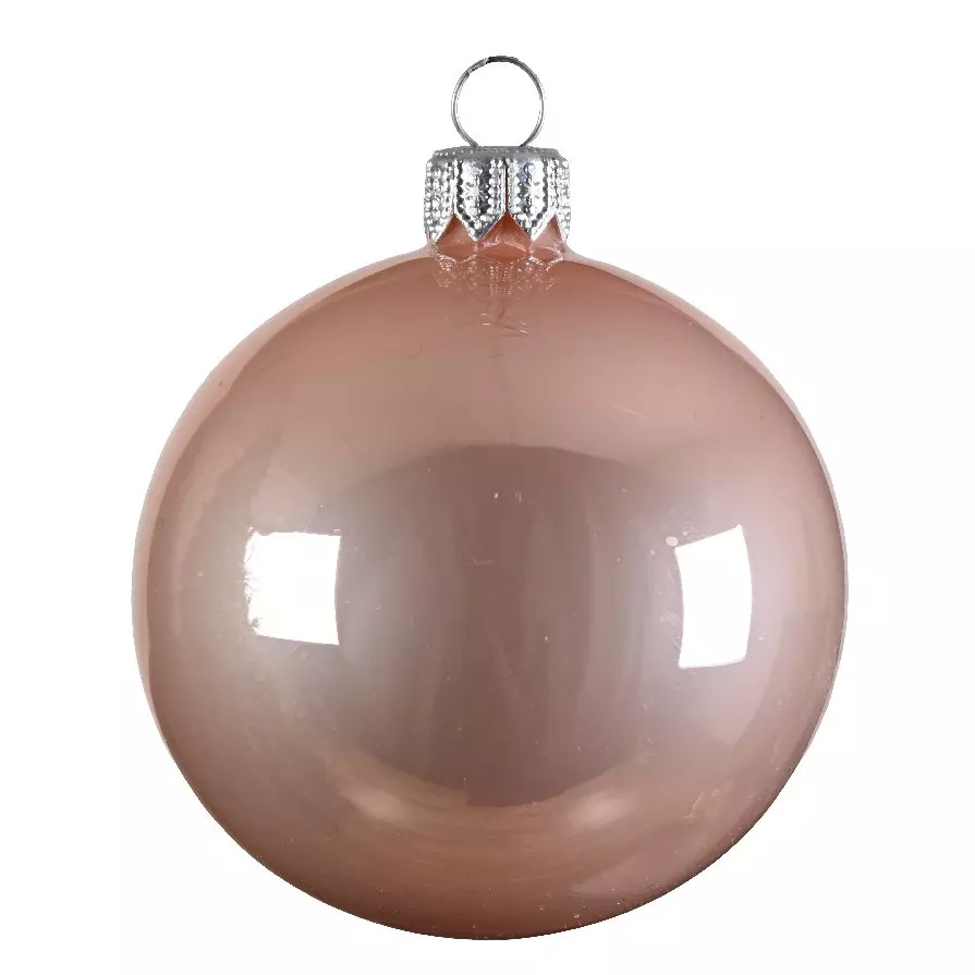 Lote de 6 bolas de Navidad en vidrio (D80 mm) Arctique brillantes Rosa destelleante  1
