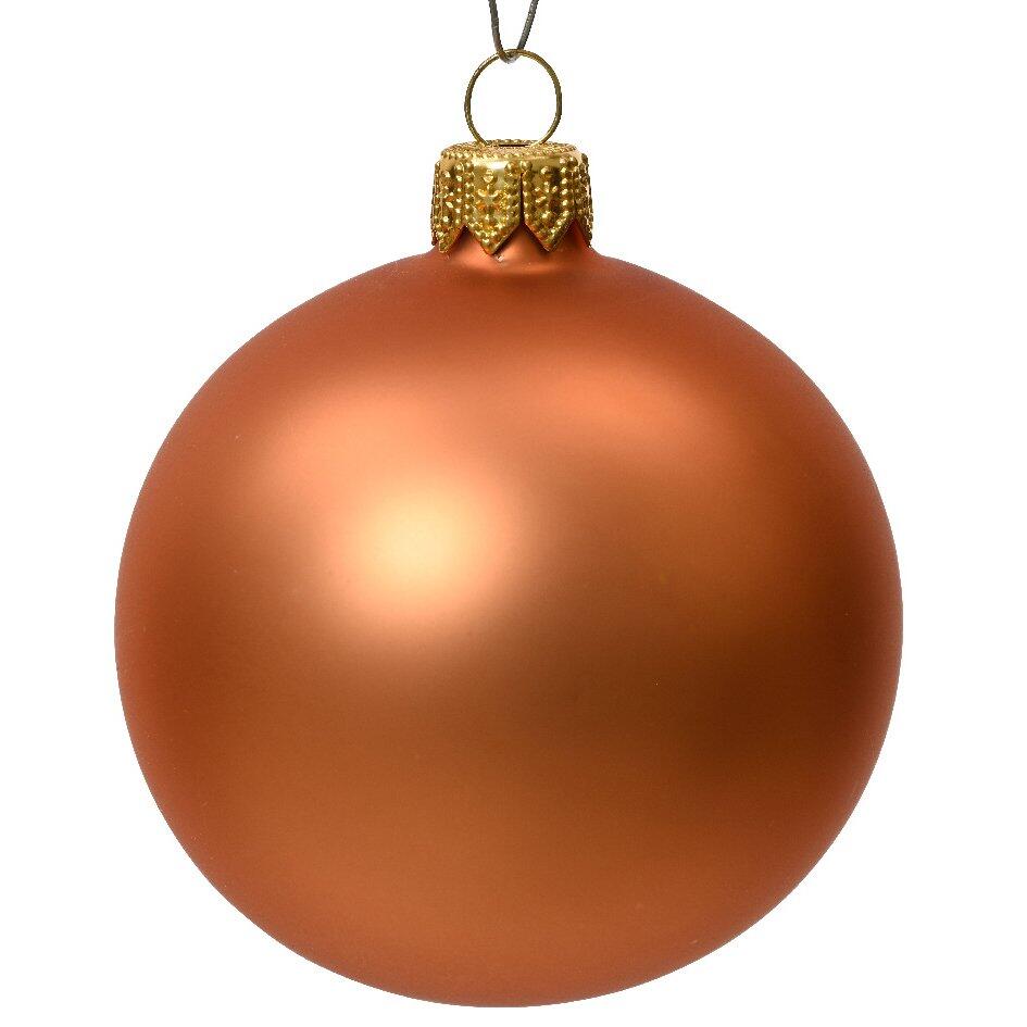 Lotto di 6 palline di Natale di vetro (D80 mm) Arctique opache Rosso rame 1