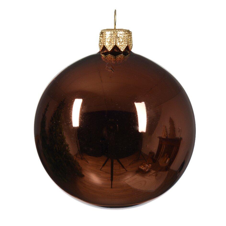 Lote de 6 bolas de Navidad en vidrio (D80 mm) Arctique brillantes Café castaño  1