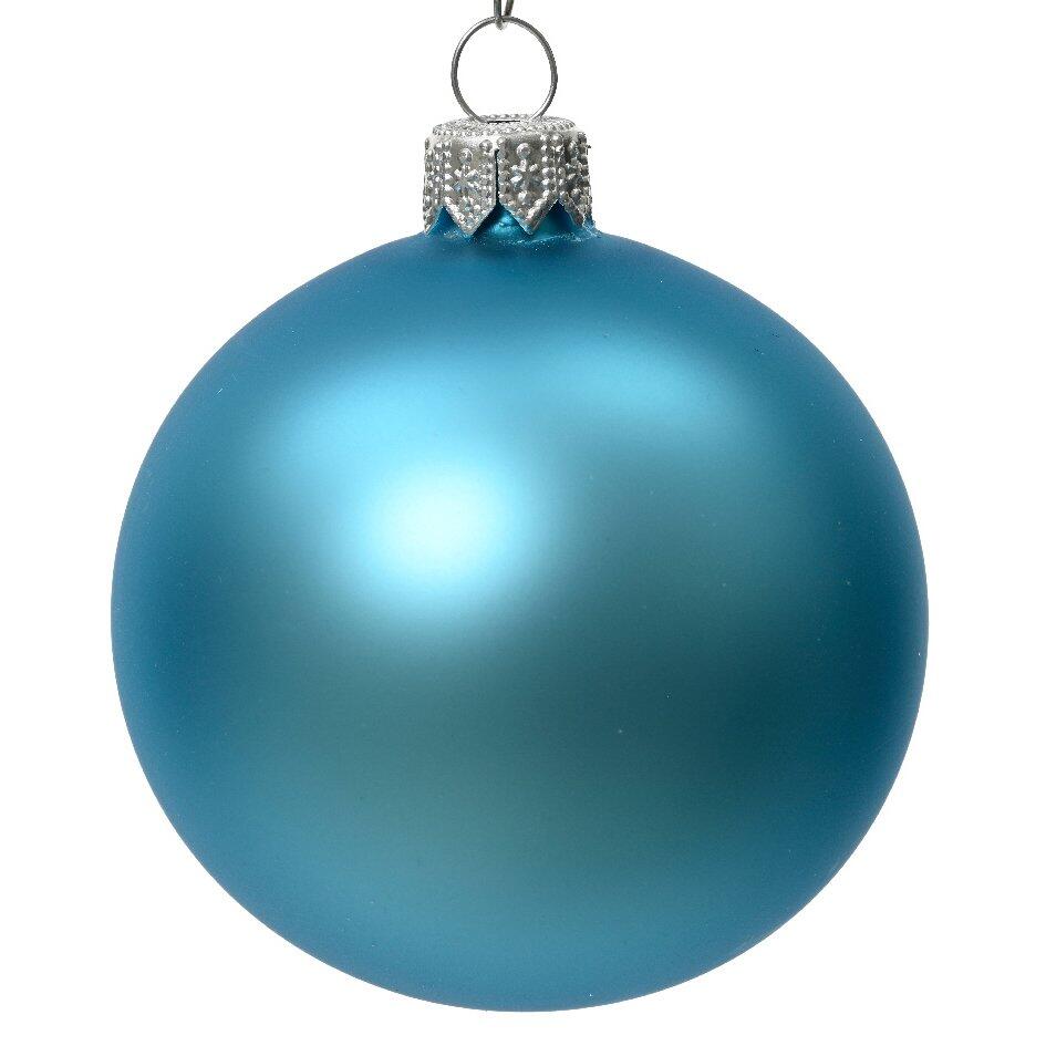 Lote de 6 bolas de Navidad en vidrio (D80 mm) Arctique mates Azul destello  1