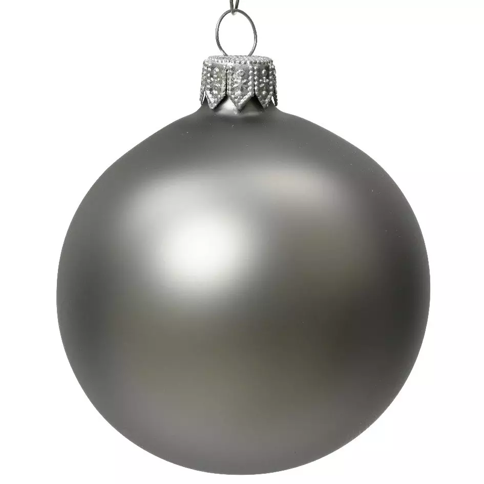 Lote de 6 bolas de Navidad en vidrio (D80 mm) Arctique mates Gris mármol  1