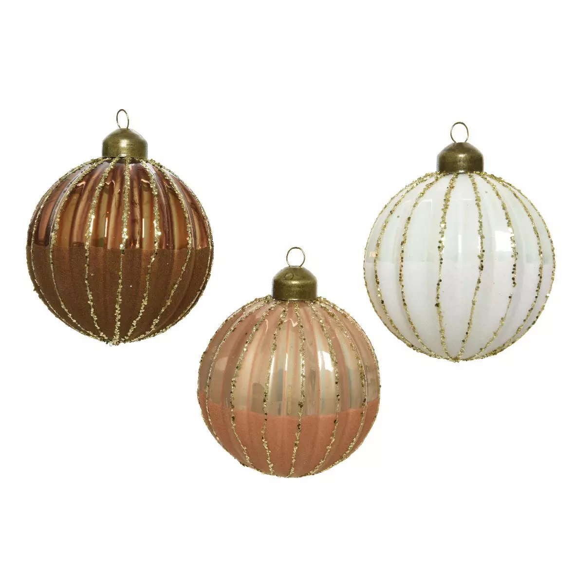Lot de 3 boules de Noël (D80 mm) en verre Aro  1