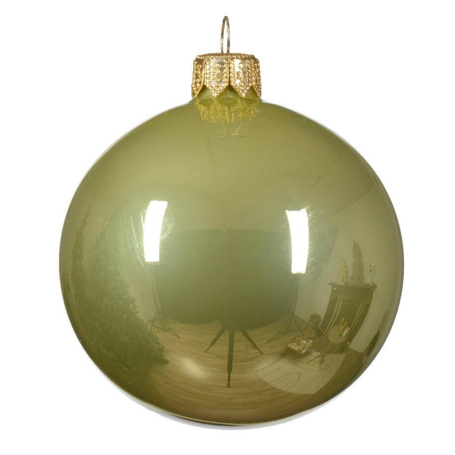 Lote de 4 bolas de Navidad en vidrio (D100 mm) Arctique brillantes Pistacho  1