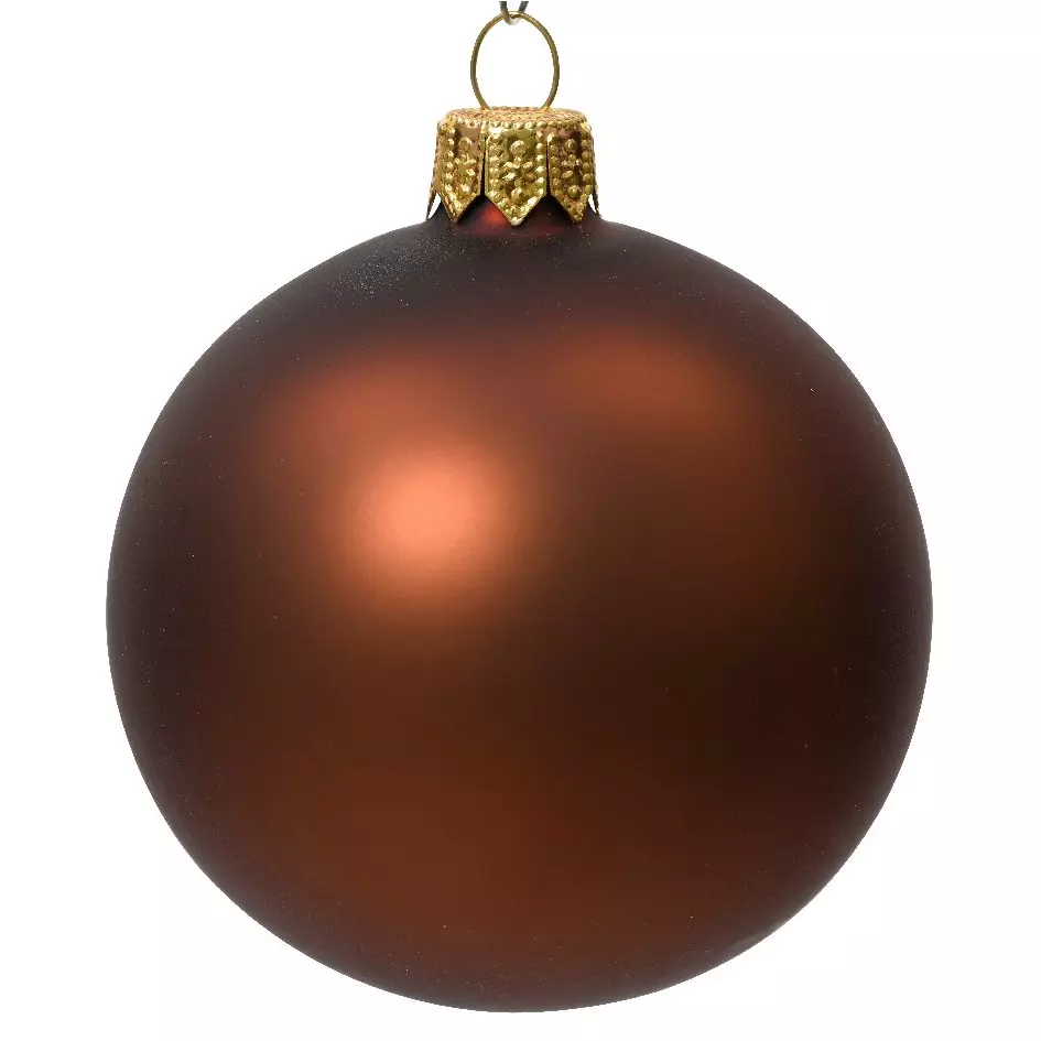 Lote de 4 bolas de Navidad en vidrio (D100 mm) Arctique mate Café castaño  1
