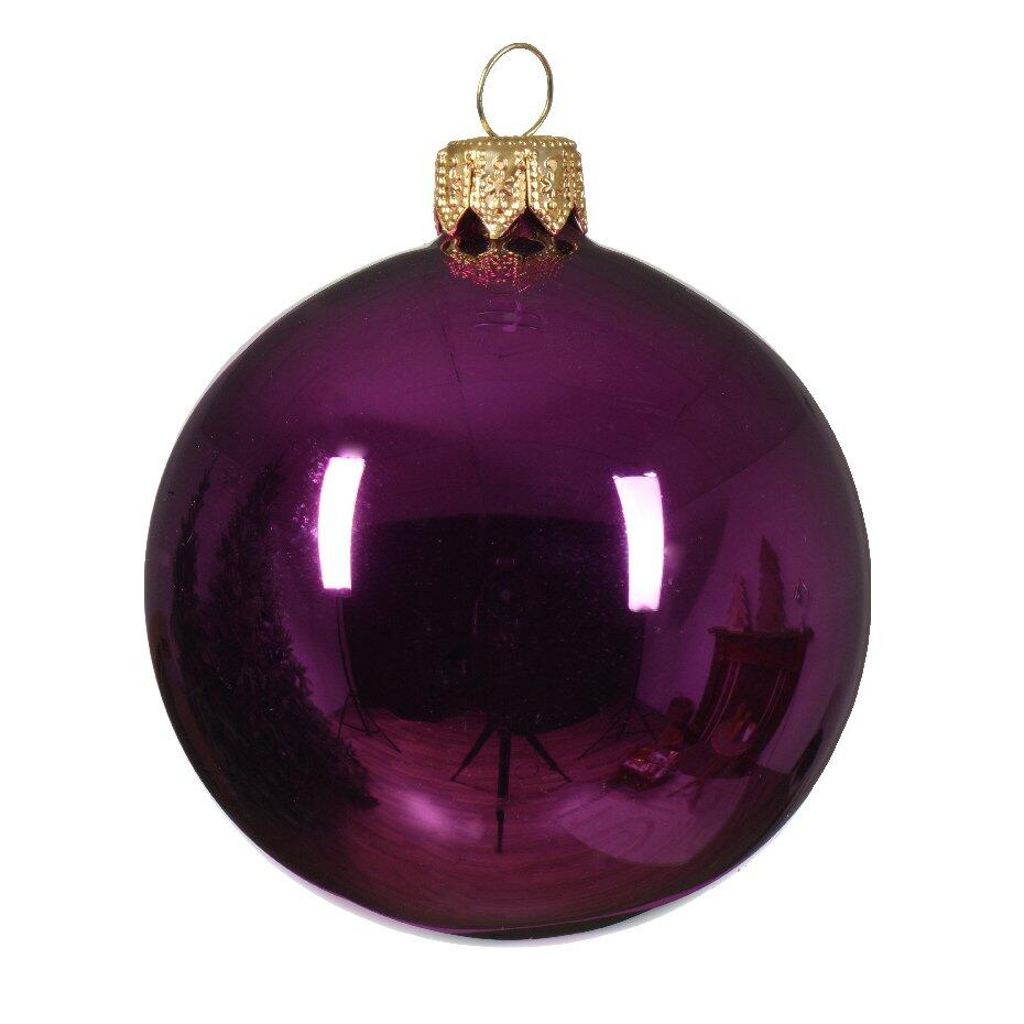 Lotto di 4 palline di Natale di vetro (D100 mm) Arctique lucida Viola 1