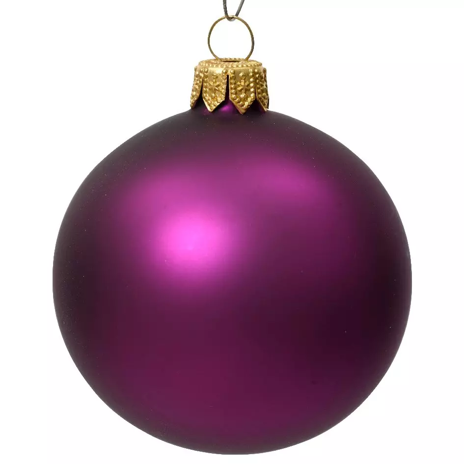 Lot de 4 boules de Noël en verre (D100 mm) Arctique mate Violet  1