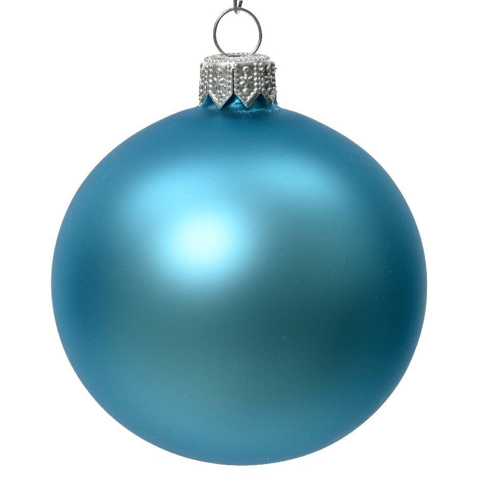 Lote de 4 bolas de Navidad en vidrio (D100 mm) Arctique mate Azul destello  1