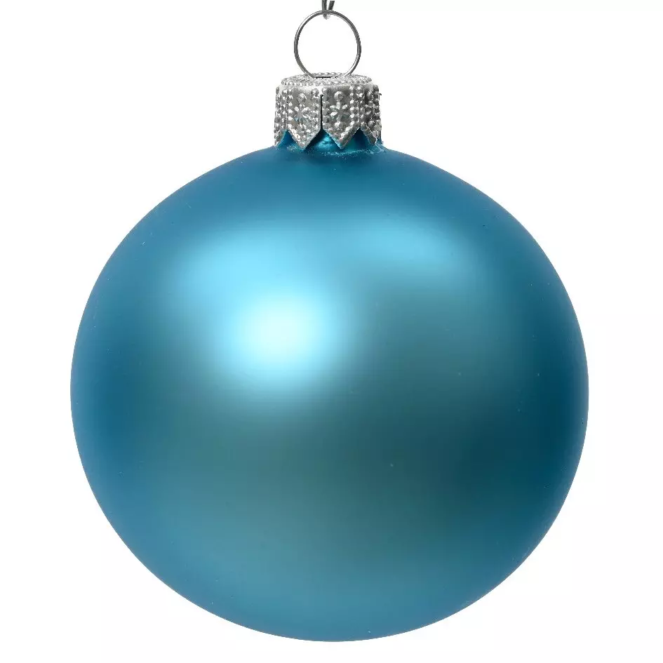 Lot de 4 boules de Noël en verre (D100 mm) Arctique mate Bleu pétillant   1