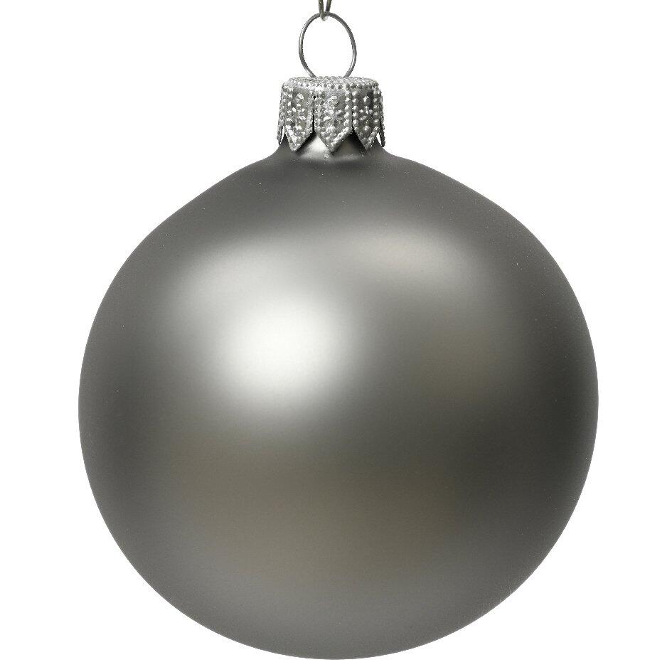 Lotto di 4 palline di Natale di vetro (D100 mm) Arctique opaca Grigo marmo 1