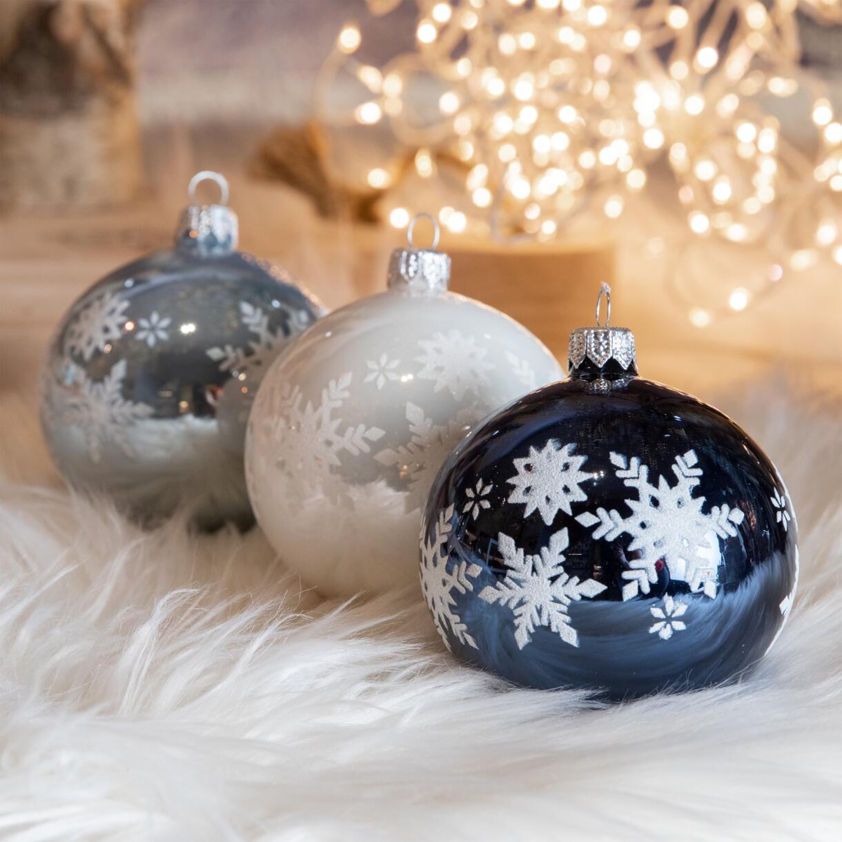 Set van 6 kerstballen (D80 mm) en verre Starre Blauw 1