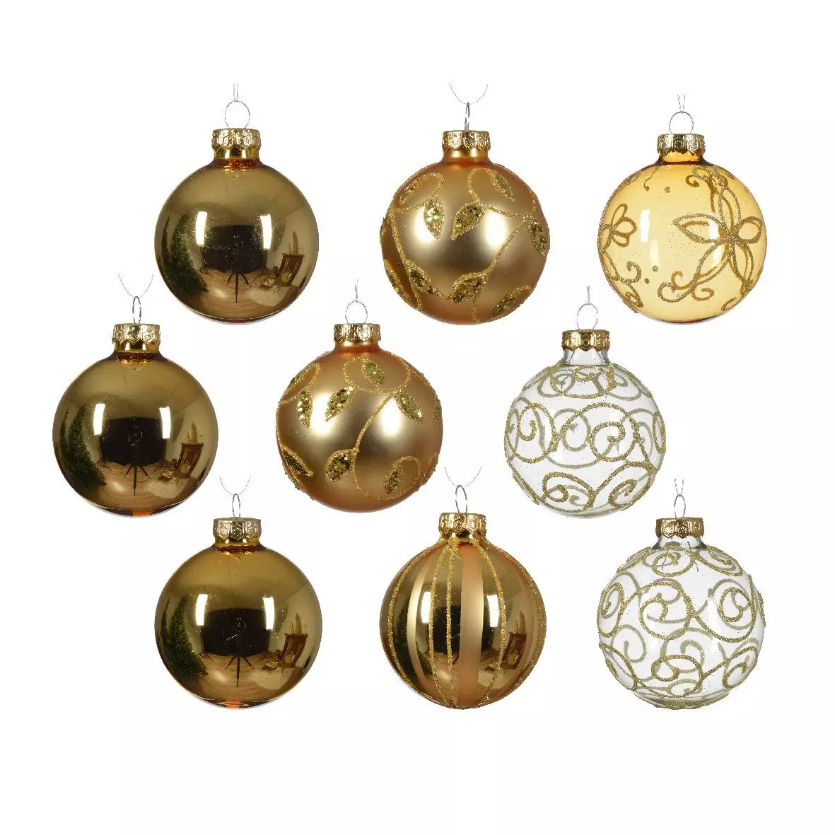 Lote de 13 bolas de Navidad (D70 mm) Cristal en vidrio Oro 1
