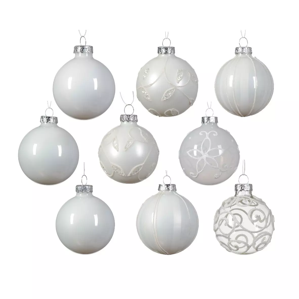 Lot de 13 boules de Noël (D70 mm) Cristal en verre Blanc 1