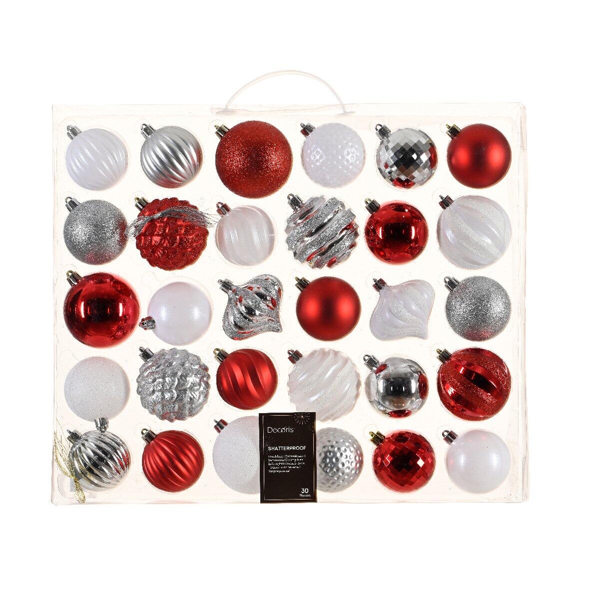 Kit de décoration de sapin de Noël Agéna Rouge, Blanc et  Argent 1