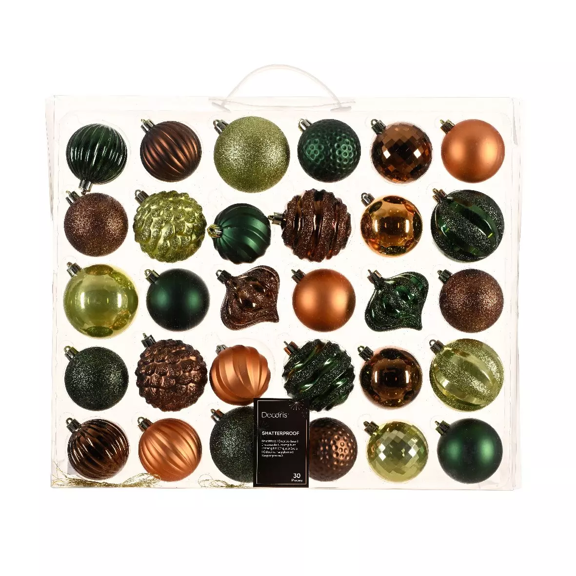 Kit de decoración para árbol de Navidad Agéna Rojo cobrizo, Verde pino, Pistache y Café castaño 1