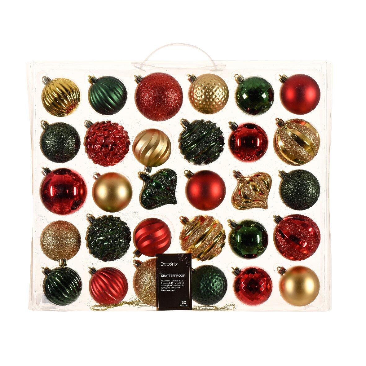 Kit de decoración para árbol de Navidad Agéna verde pino, Rojo y Oro 1