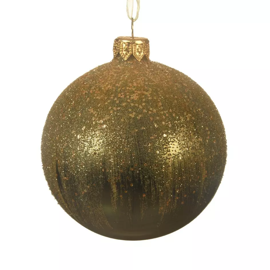 6er Set Weihnachtskugeln (D80 mm) aus Glas Givre Tannengrün 1