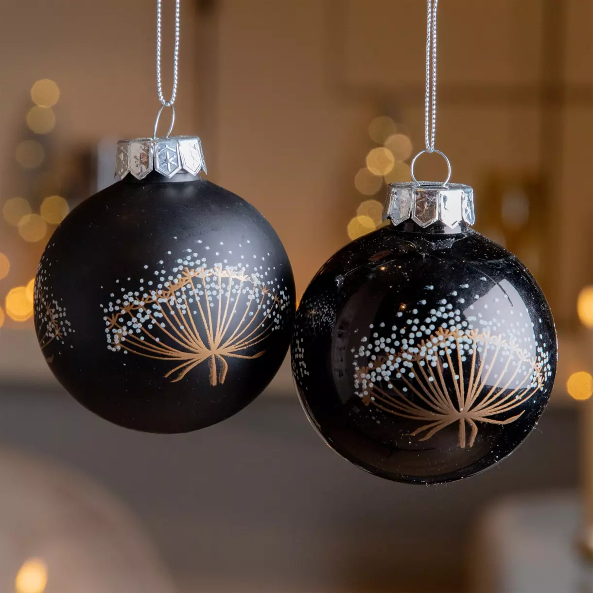 Set van 12 kerstballen (D80 mm) Fay Zwart 1