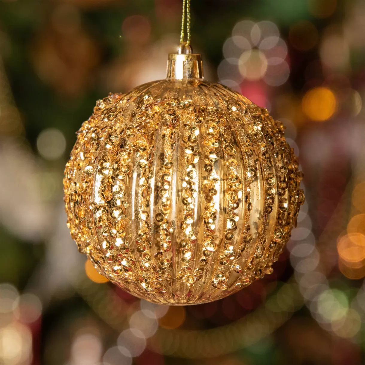 Lot de 12 boules de Noël (D80 mm) Diamantela Or 1