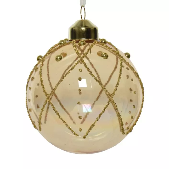 Lote de 3 bolas de Navidad (D80 mm) en vidrio Vernia Perla 1