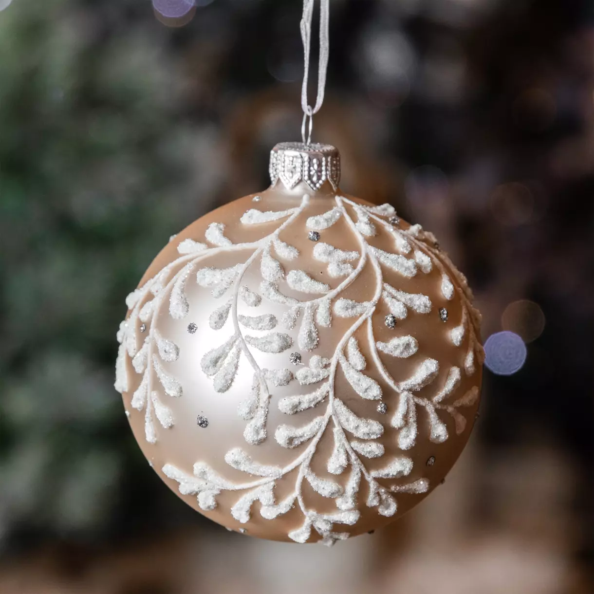 Lot de 6 boules de Noël (D80 mm) en verre Furia Perle 1