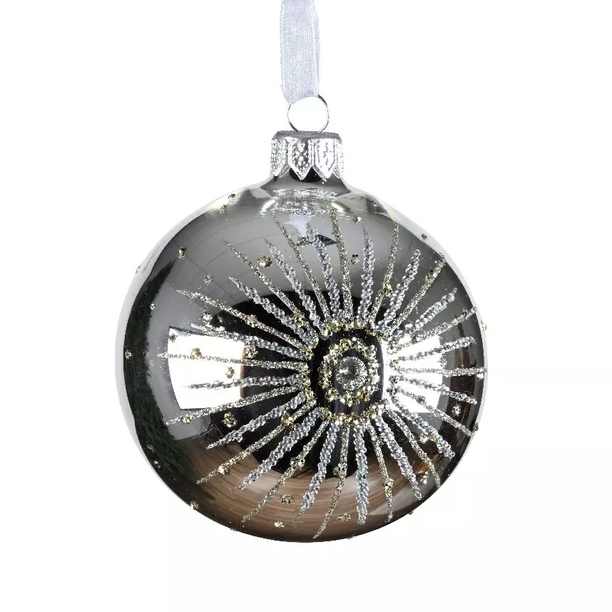Lote de 6 bolas de Navidad (D80 mm) en vidrio Etoile polaire Plata 1